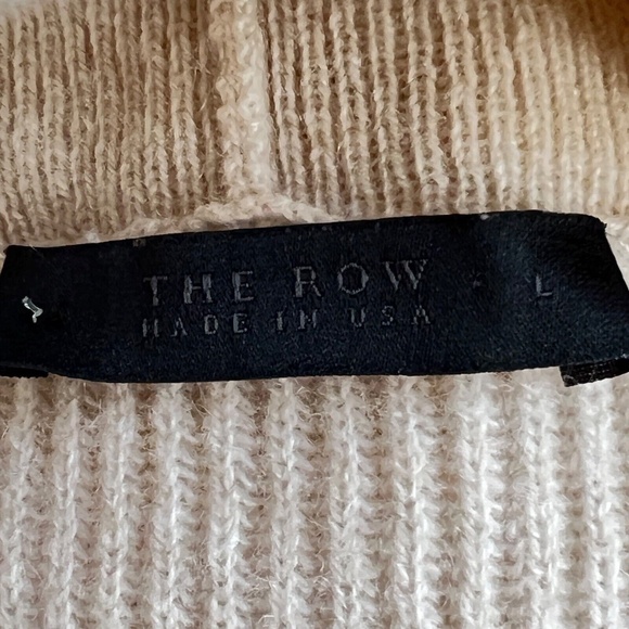The Row Sweater 100% Cashmere Turtleneck Beige Size L Ribbed Made USA Very Soft - Picture 4 of 8